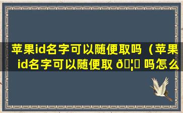 苹果id名字可以随便取吗（苹果id名字可以随便取 🦉 吗怎么取）